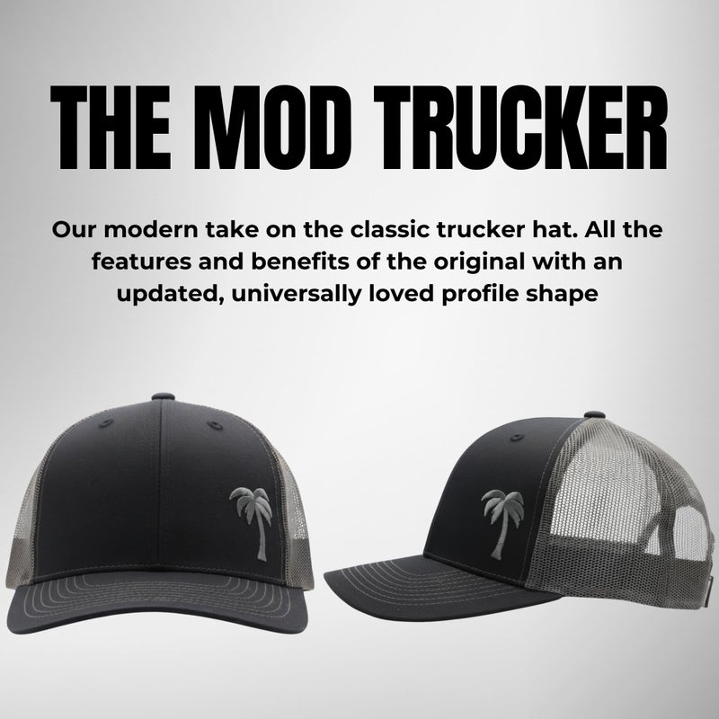 LINDO Trucker Hat [ Palm Tree - Black/Graphite ] - Image 2